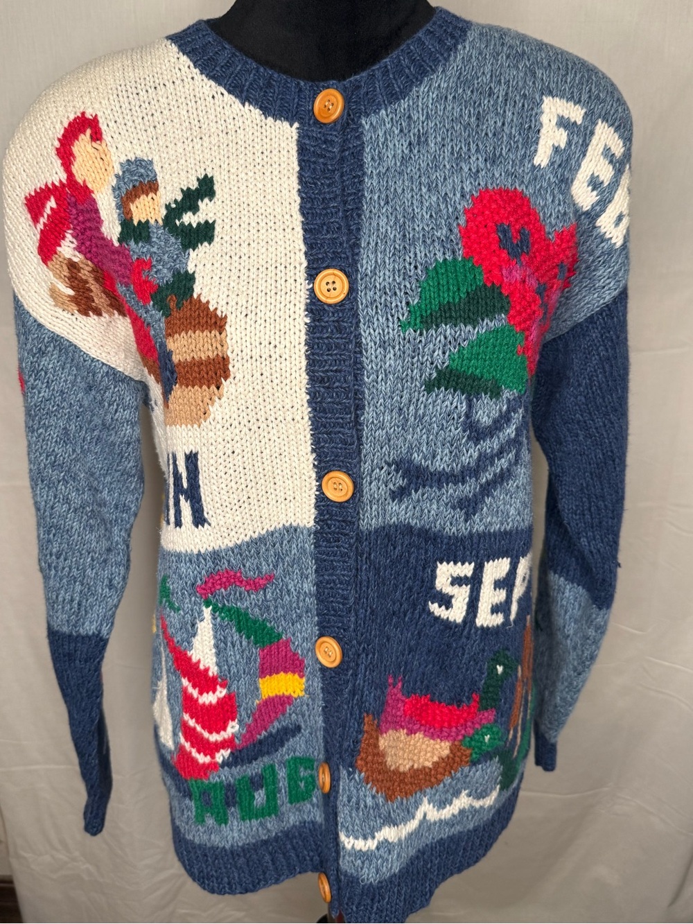 Vintage Susan Bristol Months of the Year Sweater Cardigan Womens Medium